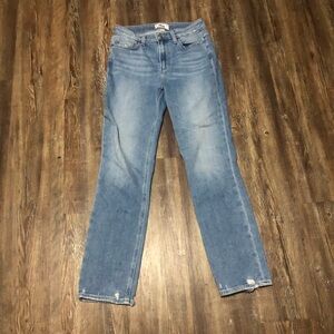 Paige Cindy Straight Leg Jeans Women's 26 in Love Song Distressed w/Beat Hem